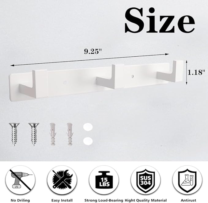 Coat Rack, Heavy Duty Stainless Steel 3 Tri Coat Hook Hanger, Wall Mounted Wall - Image 2