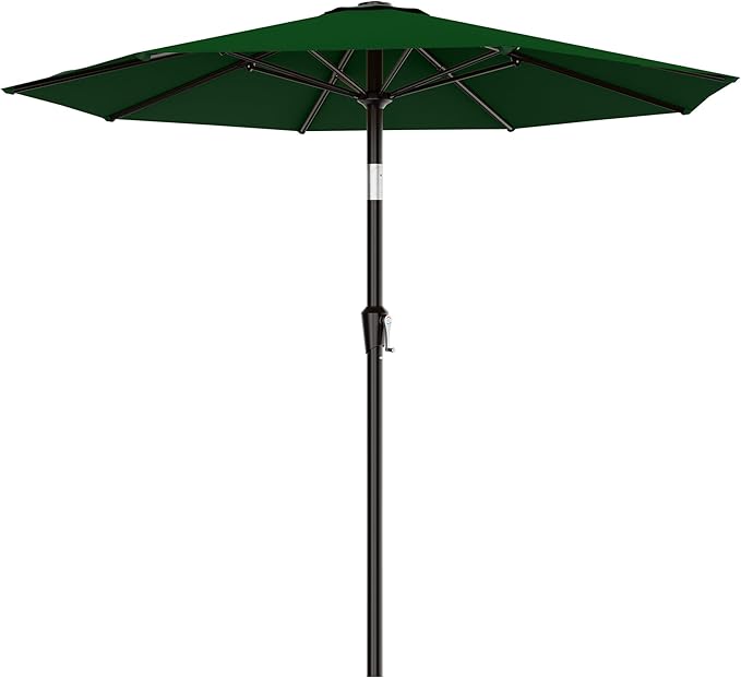 AreShark 9 FT Patio Umbrella for Outdoor, Outdoor Table Umbrella with Push Button Tilt and Crank, Outdoor Patio Umbrellas with 8 Sturdy Ribs for Market, Garden, Pool (Dark Green) by Unknown