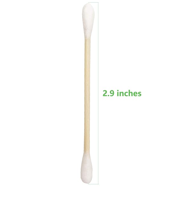 Cotton Swabs with Wooden Sticks/Double Tipped Natural Bamboo Cotton Buds 900pcs - Image 4