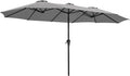 SUPERJARE 15FT Outdoor Umbrella for Patio, Double sided Pool Umbrellas with Fade Resistant Canopy, Large Table Umbrella for Deck, Market, Backyard - Gray by SUPERJARE