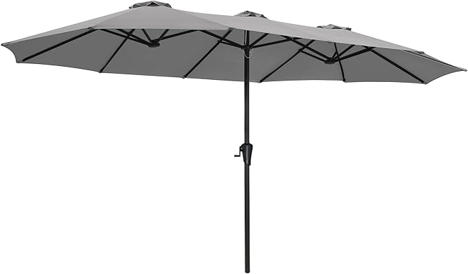SUPERJARE 15FT Outdoor Umbrella for Patio, Double sided Pool Umbrellas with Fade Resistant Canopy, Large Table Umbrella for Deck, Market, Backyard - Gray by SUPERJARE