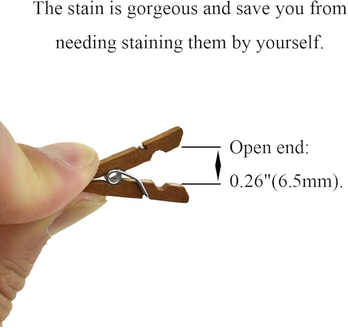 HAHIYO Brown Wooden Clothes Pins Clothespins Mini Aviod Fall Apart 1 Inches - Image 3
