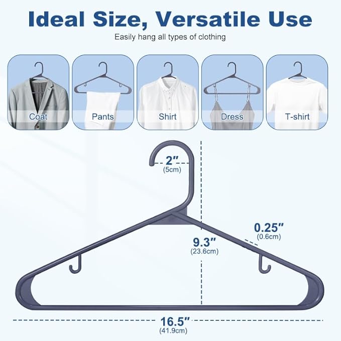 HOUSE DAY Plastic Hangers 20 Pack, Space Saving Clothes Hangers - Image 2