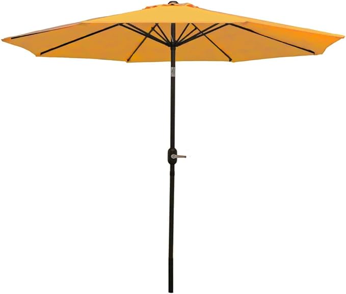 Sunnydaze Outdoor Patio Umbrella - Polyester Table Market Umbrella with Push-Button Tilt and Crank - 8 Sturdy Ribs - Gold - 9ft - Image 10