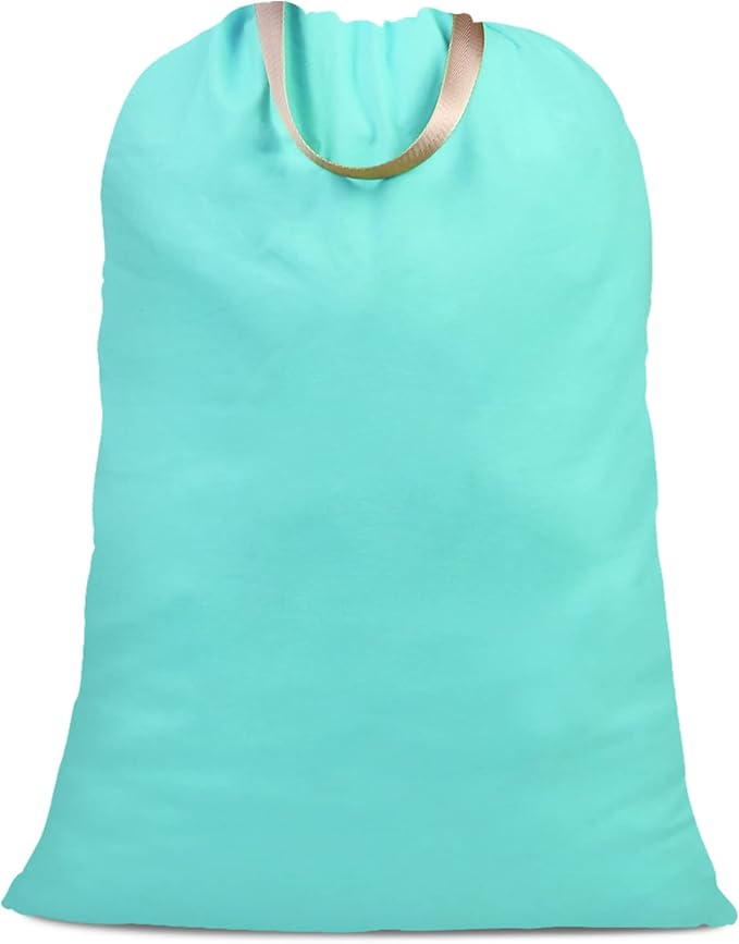 Cotton Canvas Laundry Bag with Handles & Drawstring Straps, Heavy Duty Extra by SANFERGE