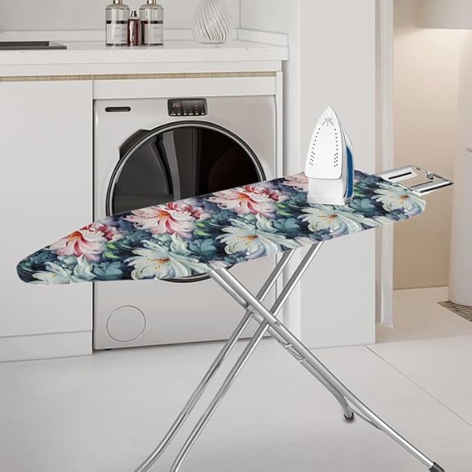 Oil Painting Iris Flowers Ironing Board Cover-15x 54 White Pink Iris Flower - Image 2