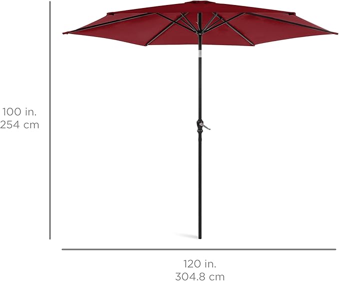 Best Choice Products 10ft Outdoor Table Compatible Steel Polyester Market Patio Umbrella w/Crank and Easy Push Button Tilt - Image 7