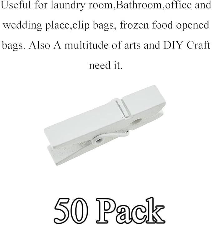 HAHIYO White Wooden Clothes Pins Clothespins Small Do NOT Fall Apart 1.38 - Image 5
