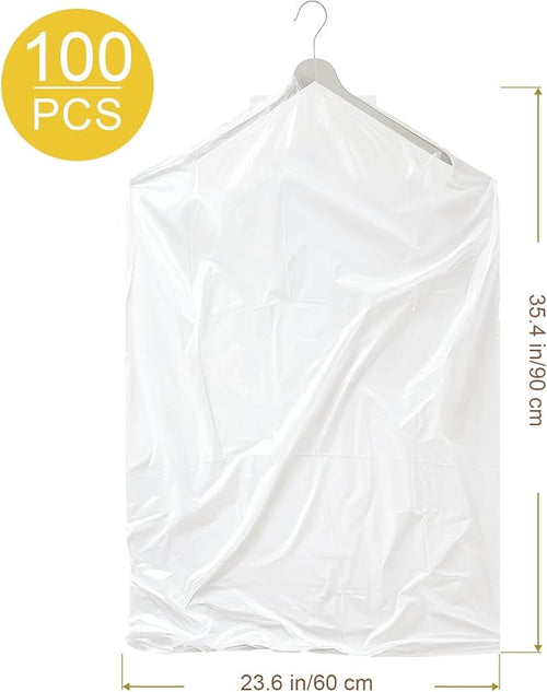 100 Pack Clear Garment Bags for Clothes, Plastic Garment Bags Dry Cleaner Bags - Image 2