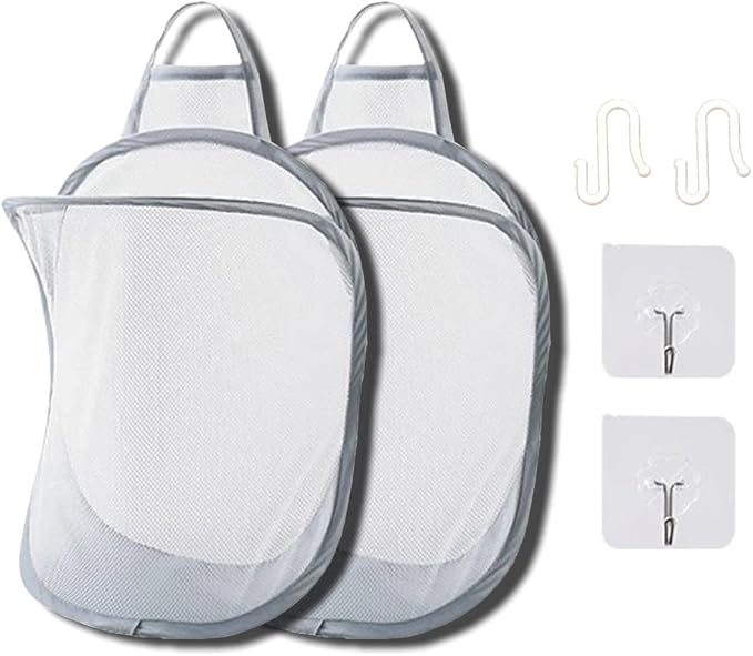 Mesh Collapsible Small Wall Laundry Baskets，Hanging Laundry Hamper，for Hotel by HHSSALIN
