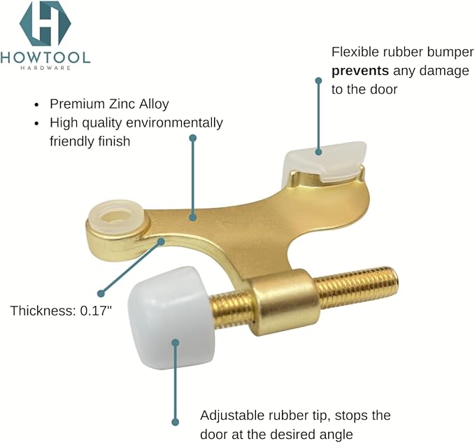 5 Pack Hinge Pin Door Stopper Satin Brass Matte Gold Adjustable Heavy Duty Door - Image 3