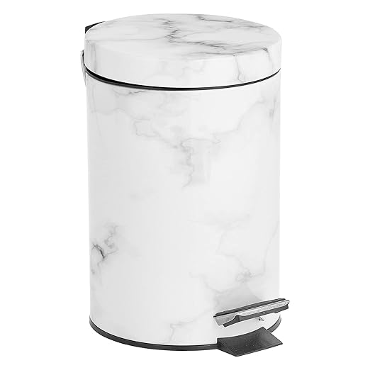 mDesign Extra Small Modern 3-Liter/.7 Gallon Round Metal Lidded Step Trash Can - Image 8