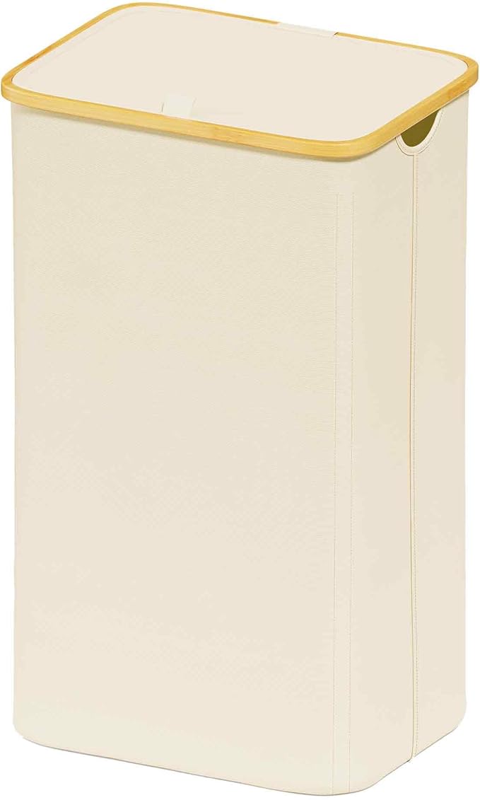 SUOCO Laundry Hamper with Lid, 29 Gal Clothes Basket with Bamboo Handles by SUOCO