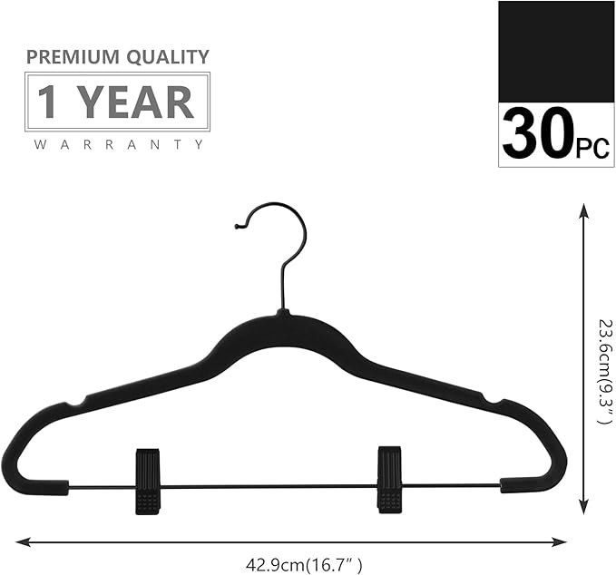 MIZGI Premium All Black Velvet Pants Hangers - Image 2