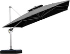 PURPLE LEAF 11 Feet Double Top Deluxe Square Patio Umbrella Offset Hanging Umbrella Outdoor Market Umbrella Garden Umbrella, Black by PURPLELEAF