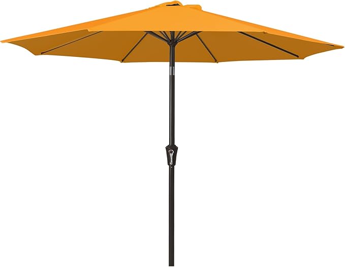 MEWAY 9ft Patio Umbrella Outdoor Table Umbrellas with Push Tilt and Crank, Market Umbrella 8 Sturdy Ribs for Deck, Garden, Pool and Backyard, Bright Orange by MEWAY