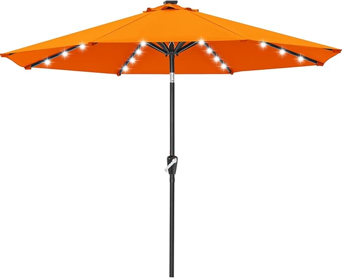 ABCCANOPY Durable Solar Led Patio Umbrellas with 32LED Lights 11FT (Orange) by ABCCANOPY