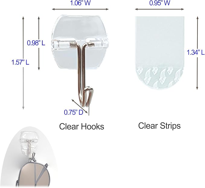 15 Clear Small Wall Hooks with 20 Strips - Image 3