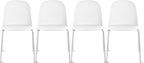 2xhome Modern Stackable Armless Dining Chair | Plastic Shell Seat with Metal Legs | Indoor or Outdoor Use | Home Kitchen Patio (4, White, No Padding) by 2xhome