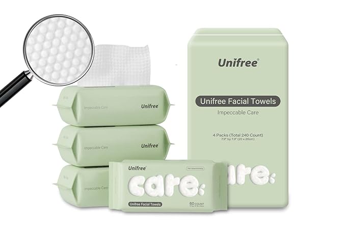 Unifree Facial Towel l Disposable Dry Wipes l 4 -pack Value Pack, Comfort by Unifree