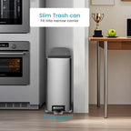 12 Gallon Trash Can with Lid，45L Kitchen Garbage Can, Stainless Steel Trash Can - Image 2