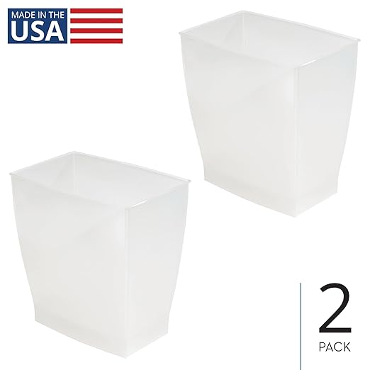iDesign Small Plastic Bathroom Trash Can, Slim Rectangle Garbage Bin - Image 2