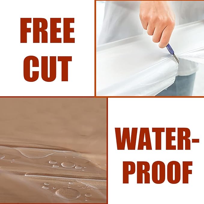 10 Pieces Plastic Drop Sheets for Painting, Waterproof and Dust-Proof Clear - Image 3