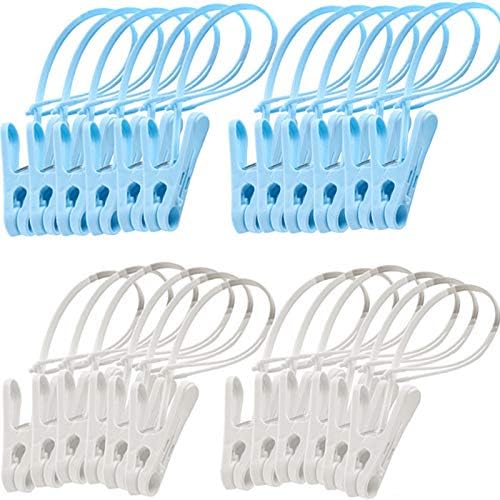 24 Pack ClothesPins with Plastic Rope, Clothesline Drying Clothing Clips - Image 2