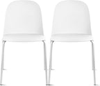 2xhome Modern Stackable Armless Dining Chair | Plastic Shell Seat with Metal Legs | Indoor or Outdoor Use | Home Kitchen Patio (2, White, No Padding) by 2xhome