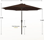 MEWAY 9ft Patio Umbrella Outdoor Table Umbrellas with Push Button Tilt and Crank, Market Umbrella 8 Sturdy Ribs for Deck, Garden, Pool and Backyard, Brown - Image 7