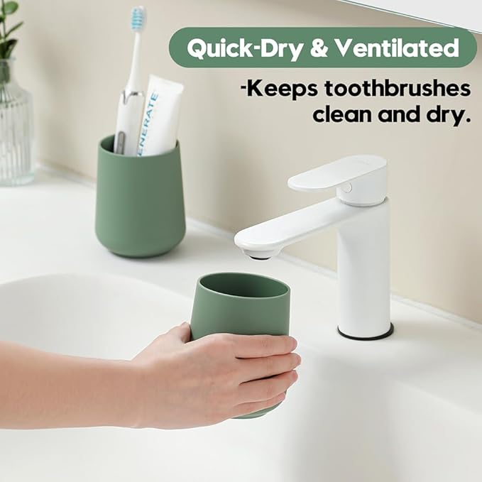 Matte Sage Green Toothbrush Holder - Image 3