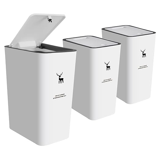 XPIY Trash Can with Lid, 2 Pack 4 Gallons/15 Liters Garbage Can with Press Top by XIPY