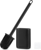 Silicone Toilet Brush and Holder Bendable Efficient Cleaning Wall Mounted by GAXMNS