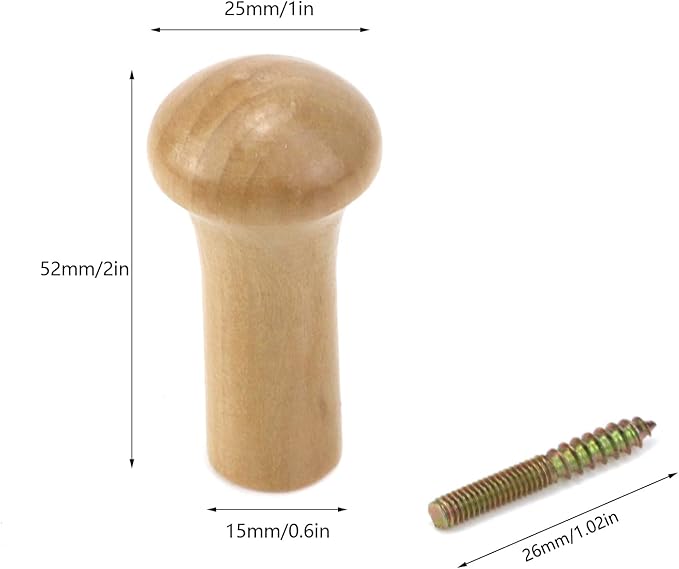 KUMGROT 10pcs Coat Wall Hooks Wood Mushroom Heavy Duty Robe Decorative Wall - Image 2