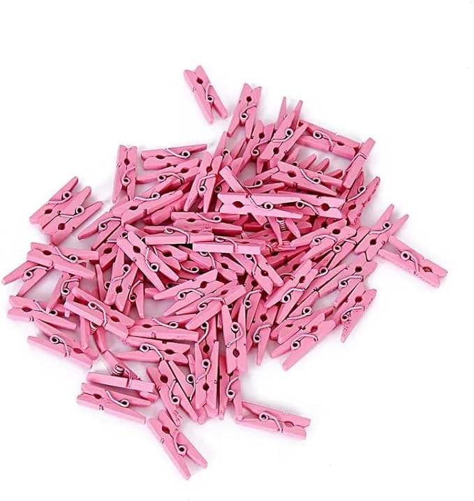 100pcs/Set Mini Colored Wooden Clips - Image 2