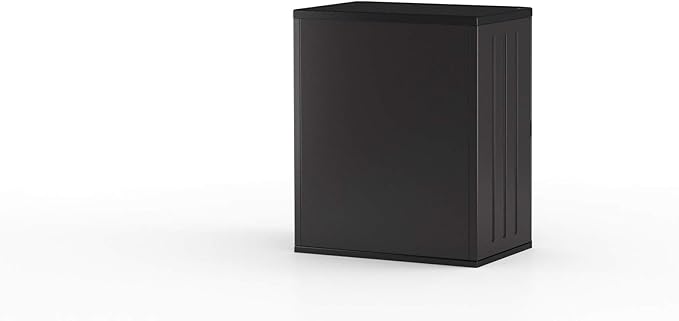 Suncast Heavy-Duty Resin Outdoor Storage Cabinet, 30" W x 20.25" D x 36" H Dark Grey Base Garage Storage Cabinet with Lockable Doors and Metal Reinforced Shelves, Made in The USA - Image 11