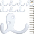 IBosins 8 Pack Heavy Duty Double Prong Coat Hooks Wall Mounted by IBosins