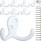IBosins 8 Pack Heavy Duty Double Prong Coat Hooks Wall Mounted by IBosins