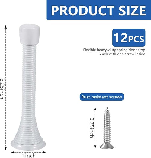 12 Pack Spring Door Stops 3 1/4 Inch Flexible Heavy Duty Spring Door Stopper - Image 2