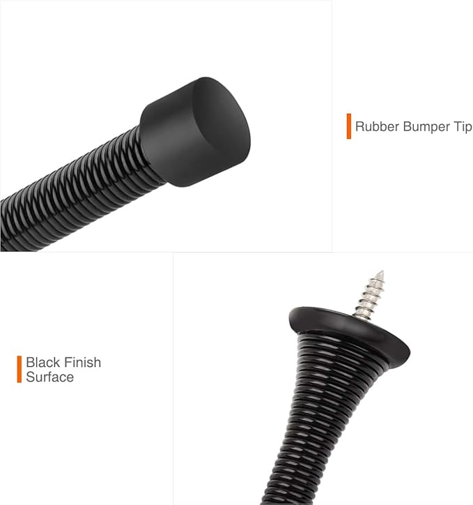 18 Pack Spring Door Stopper Black- 3-1/4" Flexible Spring Door Stops - Image 4