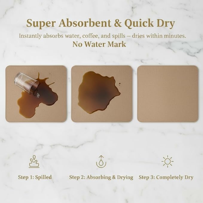 Dish Drying Mat Super Absorbent – 16" x 12" Coffee Mat - Image 4