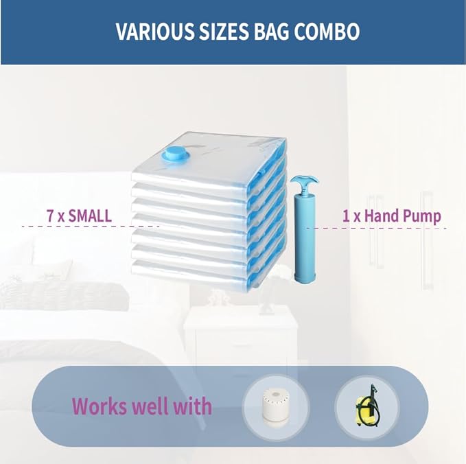 7 Pack Small Space Saver Vacuum Storage Bags - Image 4