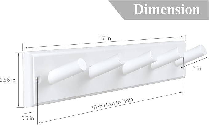 Wooden Coat Rack 2Pcs, 5 Pegs Bamboo Wall Hooks - Image 2