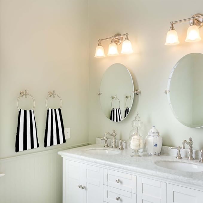 Black and White Striped Towels Highly Absorbent Stripe Bath Towels Set of 2 - Image 7