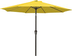 MEWAY 9ft Patio Umbrella Outdoor Table Umbrellas with Push Button Tilt and Crank, Market Umbrella 8 Sturdy Ribs for Deck, Garden, Pool and Backyard, Yellow by MEWAY