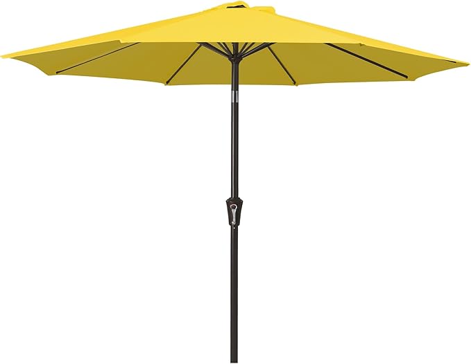 MEWAY 9ft Patio Umbrella Outdoor Table Umbrellas with Push Button Tilt and Crank, Market Umbrella 8 Sturdy Ribs for Deck, Garden, Pool and Backyard, Yellow by MEWAY