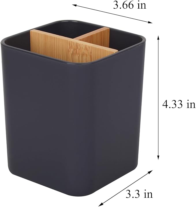 Bamboo Toothbrush Holder for Bathrooms, 3 Slots Toothbrush and Toothpaste - Image 5