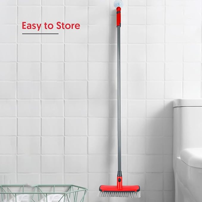 Floor Scrubber with Long Handle, 2 in 1 Scrubbing Brush Stiff Bristle Shower - Image 4