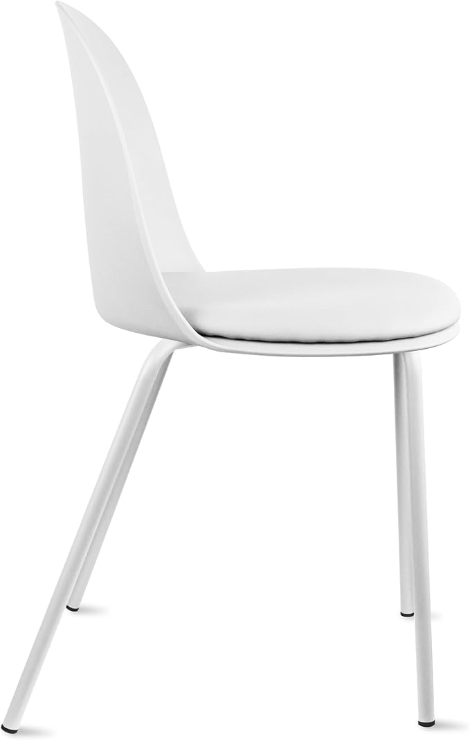 2xhome Modern Stackable Armless Dining Chair | Plastic Shell Seat with Metal Legs | Indoor or Outdoor Use | Home Kitchen Patio (2, White, Padded Seat) - Image 9