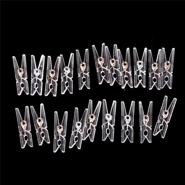 20Pcs Clear 2.5cm Plastic Clothes Pin, Clothes Line String Clips, Mini Clothes by Rosojodg